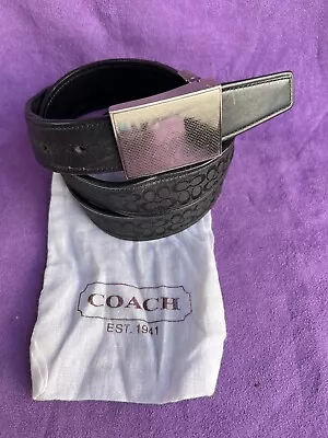 Coach F90107 Men‘s  Signature And Leather Belt Black 38” • $30