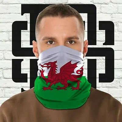 Face Mask Bandana Welsh Flag PPE Tubular Neck Warmer Snood Scarf Biker • £4.79