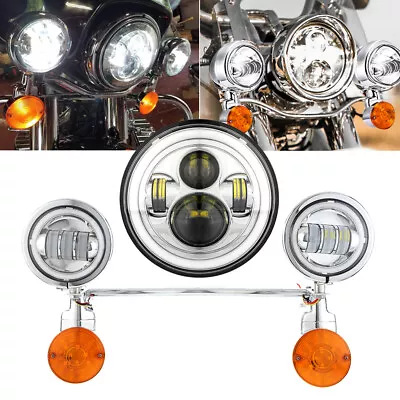 $195.99 • Buy For Yamaha Royal Star Venture XVZ1300 7  LED Headlight + 4.5  Passing Lights Bar
