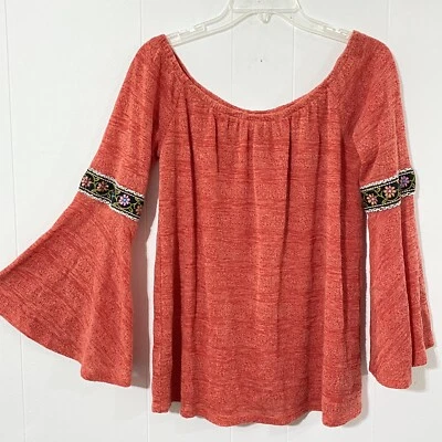 $15 • Buy Va Va By Joy Han S Red On Off Shoulder FLARED SLEEVE Pullover LINED Top RIBBON