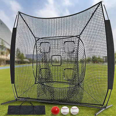 7'×7' Baseball Net Softball Practice Batting Hitting Net Upgraded Strike Zone US • $59.58