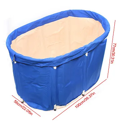 Portable Bathtub Adult Kid Spa Sauna Folding Bath Elliptical Water Tub W/Cover • $56.07