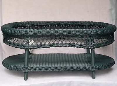 New MCM Vintage ESTHERN PATIO Wicker Rubber Oval Coffee Table - No Glass • $119.99