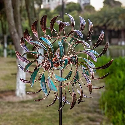 Large Outdoor Metal Wind Spinner Kinetic Outdoor Wind Sculpture Yard Art Decor • $97.49