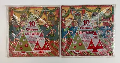 Lot Of 2 Packs Vintage Christmas Gift Wrap Wrapping Paper 20 Sheets Total • $14.99