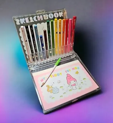 Vintage 1967 Sanrio My Melody Mini Sketchbook Clear Hard Case Pencils Pad 1976 • $89.99