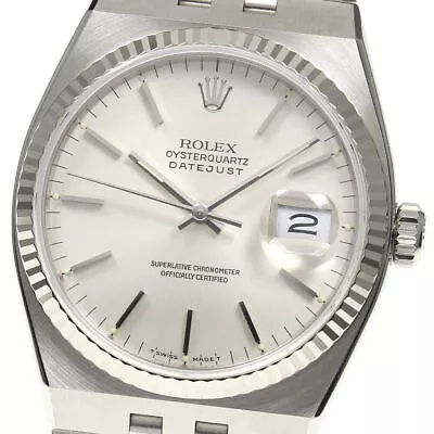 ROLEX DATEJUST 17014 WGBezel Silver Dial Quartz Men's Watch_733666 • $8728.16