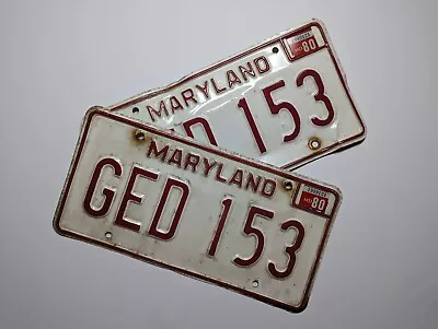 Vintage Matched Pair Of Maryland License Plates - GED 153 • $18.99