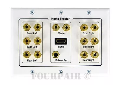 $24.95 • Buy 7.1 Surround Sound Home Theater Speaker Wire Wall Face Plate + HDMI (6.1 5.1)
