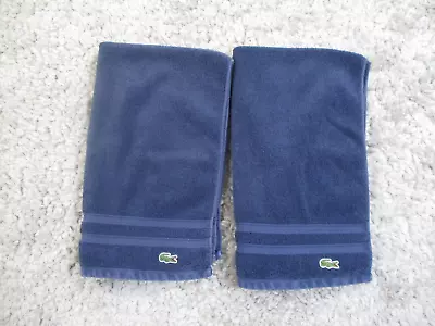 Lacoste Hand Towels Blue Set Of 2 Thick Cotton  29X17 • £26.59