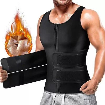 $9.99 • Buy Mens Neoprene Sauna Sweat Vest Body Shaper Waist Trainer Slimming Tank Shapewear