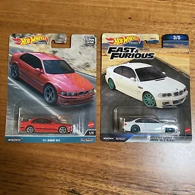 Hot Wheels Premium Real Riders Fast And Furious 7 BMW M3 E46 & ‘01 BMW M5 Canyon • $34.95