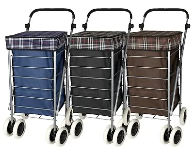 £49 • Buy 6 Wheels Lightweight Shopping Trolley Strong Large Basket Grocery 54L