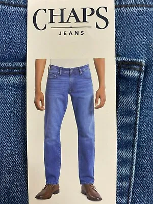 NWT Chaps Men's Jeans Slim Straight Size 34X30 Blue 5 Pocket Style New Wave Wash • $19.99