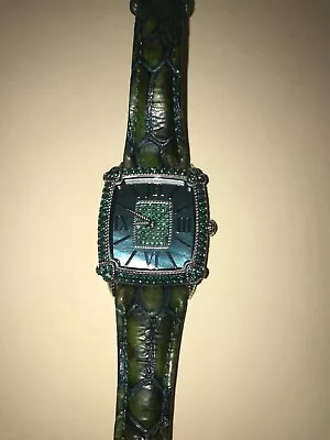 Judith Ripka Green Monaco Mother Of Pearl Dmq Cz Watch New Battery: Works! • $109.25