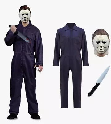 Michael Meyers Halloween Jumpsuit Mask And Knife Jumsuit Is 3xl For 6ft And Up • $49.99