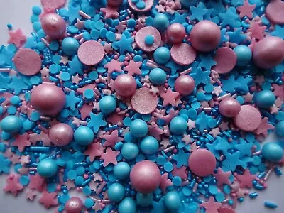 Edible Pink Blue Cupcake Cake Sprinkles Toppers Decorations Baby Gender Reveal • £3.25