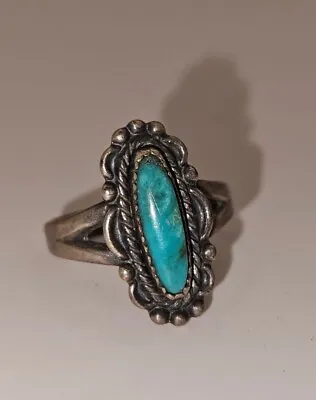 Vintage Sterling Silver Navajo Native American Turquoise Ring Size 8 • $49.99