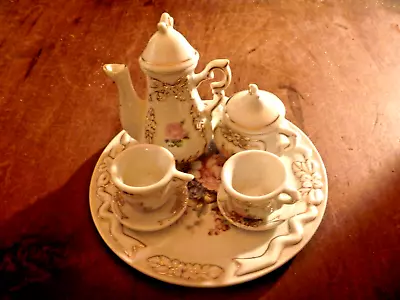 Vintage Miniature Tea Set With Roses • $9.95