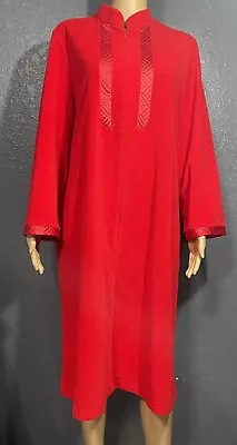 Vintage Vanity Fair Women’s Red Nightgown Robe House Dress Velour Zip Front Sz L • £24.06