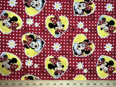 $21.99 • Buy Curtain Valance Sewn From Minnie Mouse Daisy White Polka Dot Red Cotton Fabric