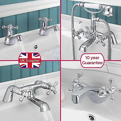 Classic Bathroom Sink Basin Mono Mixer Bath Filler Shower Tap Chrome |Stafford • £23.99