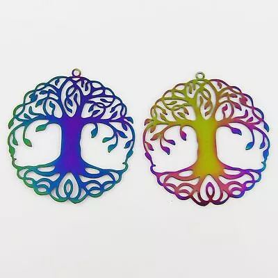Bulk 6pce Laser Cut Tree Of Life Charm Pendant Earring Component SSteel 43x40mm • $9.99