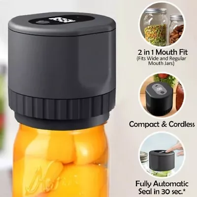 New Mason Jar Vacuum Ever Sealer Vp06 Plus Electric Kit Automatic Cordless Can • $34.35
