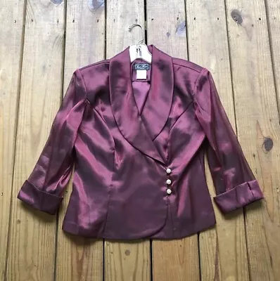 Lori Max New York Women's M Dark Red Wine 3/4 Sleeve Button Dress Jacket • $16.25