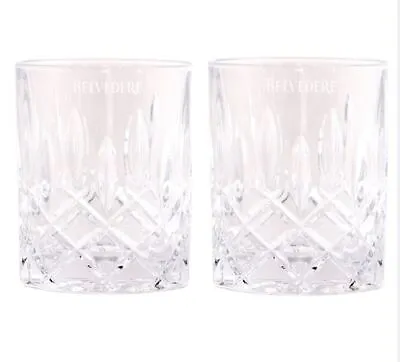 Set Of 2 Belvedere Vodka Crystal Glass Tumblers With Floral Bag • $99.95