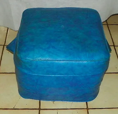 Blue Vinyl Mid Century Footstool / Ottoman  (CS-FS101) • $116.10