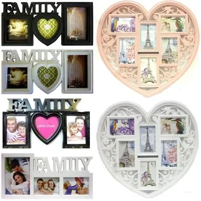 Embossed Family Photo Frame Multi Picture Wall Hanging Aperture Holder 6 Designs • £14.99