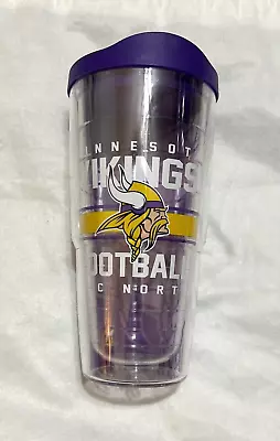 Minnesota Vikings 24oz Double Wall Tumbler Tervis With Lid Purple To Go Cup • $10.99