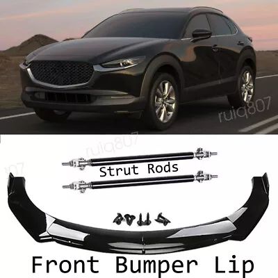For Mazda 2 3 5 6 Car Front Bumper Lip Chin Spoiler Splitter + Strut Rods Black • $79.99