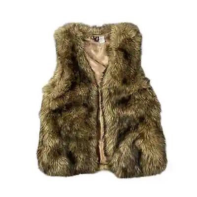 H&M Brown Faux Fur Lined Vest Women's 6 2000s Y2K  • $8