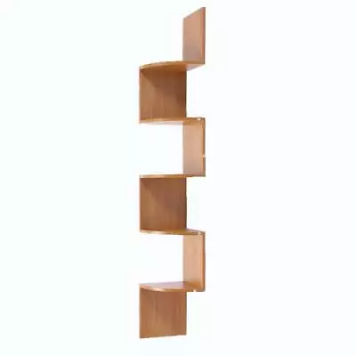 Sarantino 5 Tier Corner Wall Shelf Display Shelves Dvd Book Storag Rack Floating • $51.99