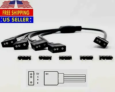 3-Pin Addressable RGB (ARGB) 1 To 4 Splitter Cable - 30cm With Male Pins • $11.99