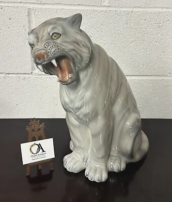 Beautiful Vintage C1970’s/80’s Large Italian Ceramic White Tiger Figurine • £295