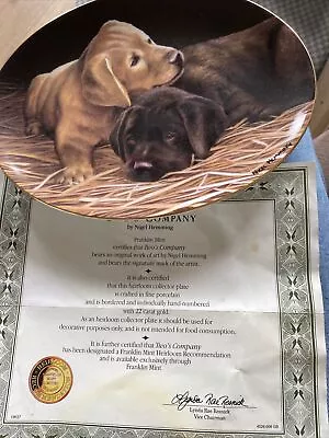 £10 • Buy Franklin Mint Plate Two's Company Labradors By Nigel Hemming