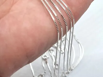 925 ITALIAN STERLING SILVER BOX LINK CHAIN NECKLACE - 1mm - VARIOUS LENGTHS • £6.05