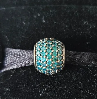 $1.87 • Buy Genuine Pandora Bracelet Charm - Silver Teal Green Stone Pave Ball S925 ALE 