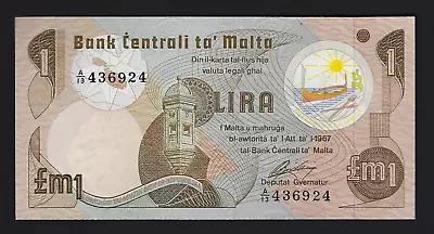 1979 Malta 1 Lira (Pound) Pick #34 - Uncirculated • $18