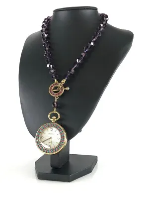 $69.98 • Buy Heidi Daus “Timing Is Everything” Reversible Necklace Watch Swarovski Crystals
