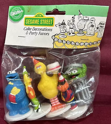 SESAME STREET 5pc 1990 Vintage Wilton PVC 2-3”Cake Toppers Bert Ernie Oscar • $17.99