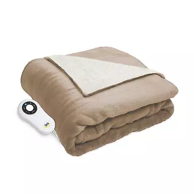 Serta Perfect Sleeper Reversible Electric Heated Warming Throw Blanket Taupe 60 • $59.95