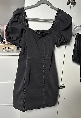 Size 8 Black Denim Puff Sleeve Dress • £8