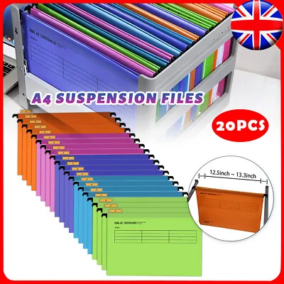 £16.99 • Buy 20PCS Hanging Suspension Files Tabs Insert Filing Cabinet A4 Or Foolscap Folders