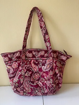 Vera Bradley LargeTote Purse Piccadilly Plum Maroon Paisley • $30.38