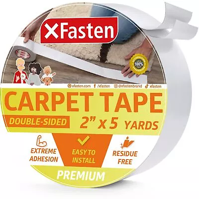 XFasten Rug Gripper Tape Double Sided - 2” X 5 Yds 3-In Core Carpet Tape For ... • $9.59