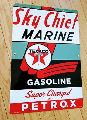 Texaco Sky Chief Porcelain Gas Oil Gasoline Sign .. 18  Vintage • $59